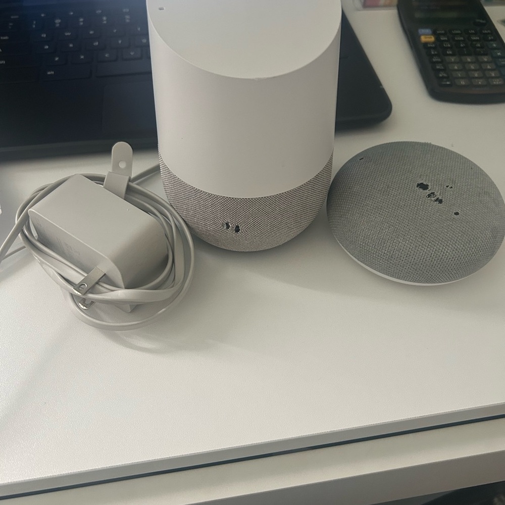 White and Gray Smart Speaker with Minimalist Design